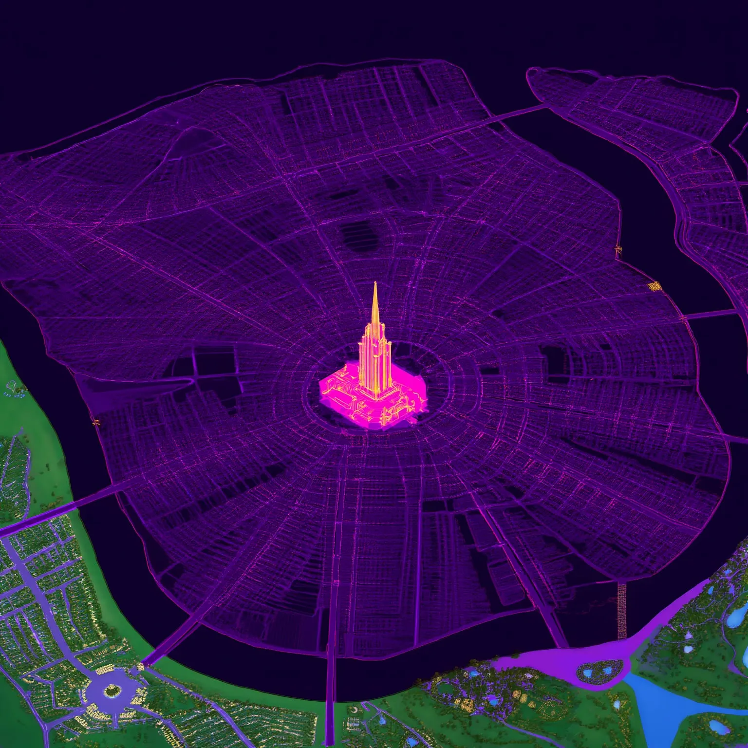 A contested Hotspot in the middle of the city, held under a Group's colours